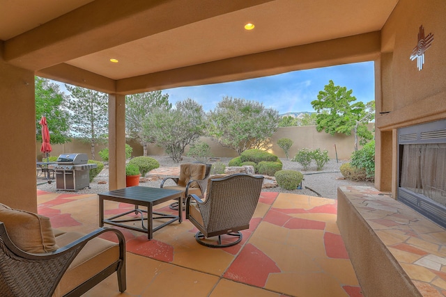 9404 Bear Mountain Trl NE, Albuquerque, NM 87113 - fenced backyard featuring area for grilling and a patio