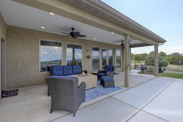 42 Los Pecos Loop, Tijeras, NM 87059 - view of patio / terrace featuring ceiling fan and outdoor lounge area
