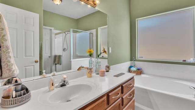 3915 Tundra Swan Ct NW, Albuquerque, NM 87120 - full bath with a stall shower, a garden tub, and vanity