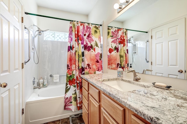 640 Renaissance Loop SE, Rio Rancho, NM 87124 - full bath with shower / bath combo with shower curtain, vanity, and tile patterned floors