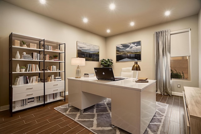 5402 Grays Peak Trl NE, Rio Rancho, NM 87144 - home office with wood tiled floors and recessed lighting