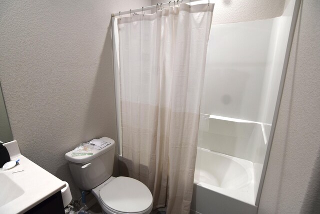 10812 Caresso SW, Albuquerque, NM 87121 - full bath featuring a textured wall, shower / bath combo with shower curtain, and vanity