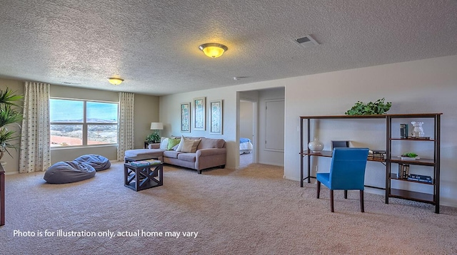 1652 Maggie Ct NE, Rio Rancho, NM 87144 - living area with carpet flooring and a textured ceiling
