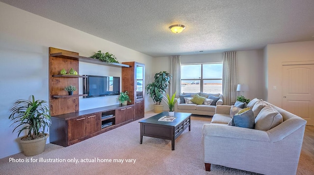 1652 Maggie Ct NE, Rio Rancho, NM 87144 - carpeted living room with a textured ceiling