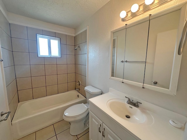 5612 Territorial Rd NW, Albuquerque, NM 87120 - bathroom featuring a textured wall, a textured ceiling, vanity, shower / bathtub combination, and tile patterned floors