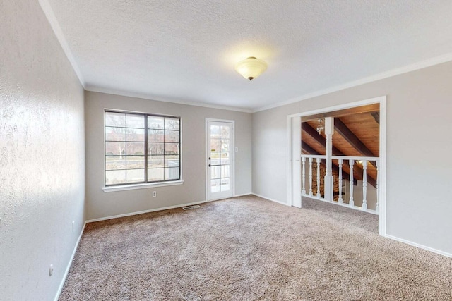 9815 Osuna Rd NE, Albuquerque, NM 87111 - unfurnished room featuring ornamental molding, carpet flooring, and a textured ceiling