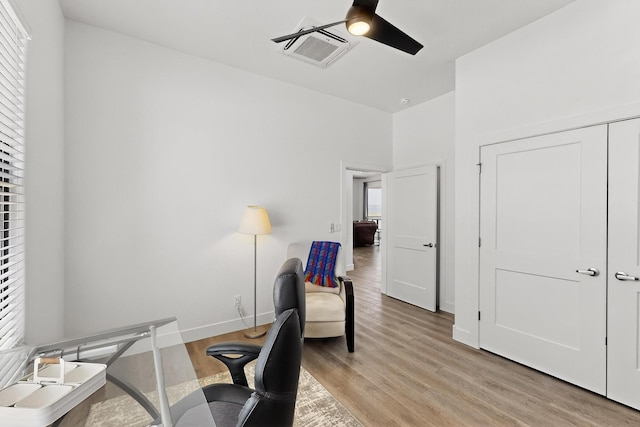 53 Blanco Dr, Edgewood, NM 87015 - office space featuring ceiling fan, light wood finished floors, and healthy amount of natural light