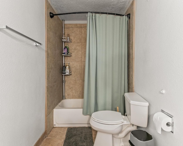 1405 3rd St SW, Albuquerque, NM 87102 - full bathroom with shower / tub combo with curtain, tile patterned flooring, and a textured ceiling