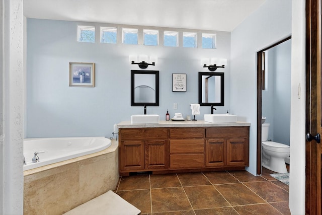 10 Francisco Rd, Cedar Crest, NM 87008 - bathroom with double vanity, a bath, and plenty of natural light