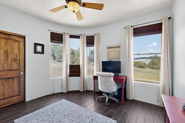 10 Francisco Rd, Cedar Crest, NM 87008 - office area with dark wood-type flooring and ceiling fan