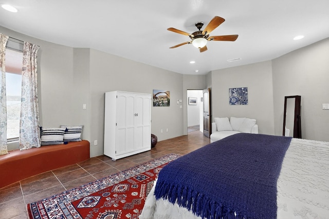 10 Francisco Rd, Cedar Crest, NM 87008 - tiled bedroom featuring recessed lighting and a ceiling fan