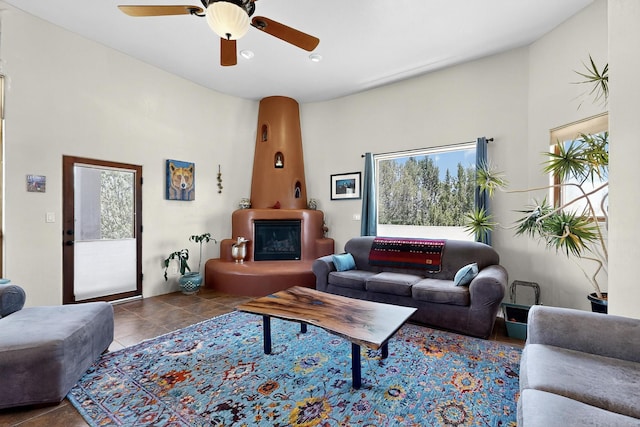 10 Francisco Rd, Cedar Crest, NM 87008 - living area featuring ceiling fan and tile patterned flooring