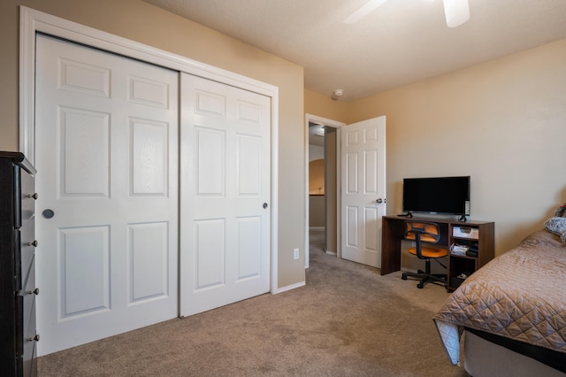 4840 Mcnary Ct NW, Albuquerque, NM 87120 - carpeted bedroom featuring a closet and ceiling fan