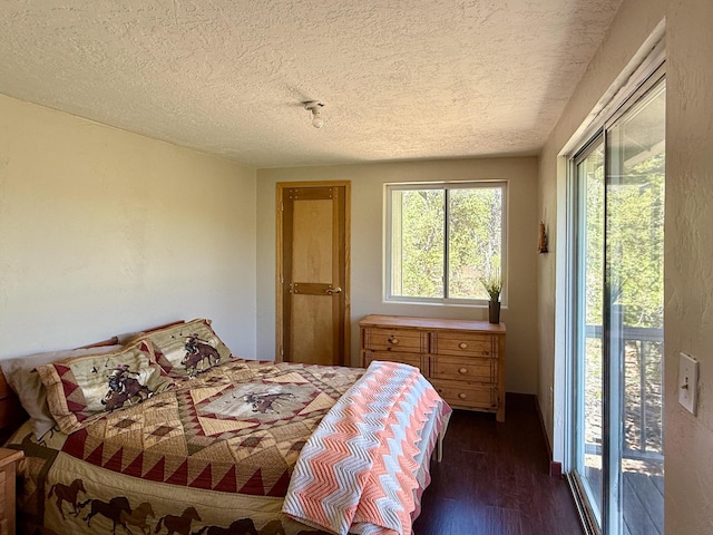 162 Black Bear Rd, Ramah, NM 87321 - bedroom featuring dark wood finished floors and a textured ceiling