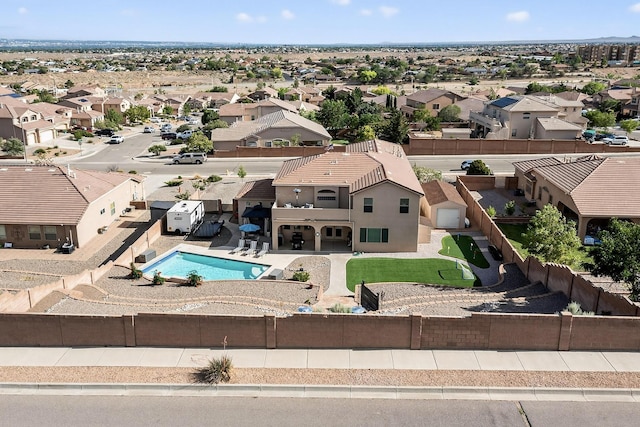 4420 Bentgrass Mdws NE, Rio Rancho, NM 87144 - aerial perspective of suburban area featuring a pool area