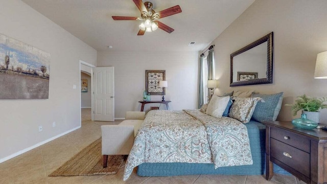 851 Vista Patron Dr, Bernalillo, NM 87004 - tiled bedroom with baseboards and a ceiling fan