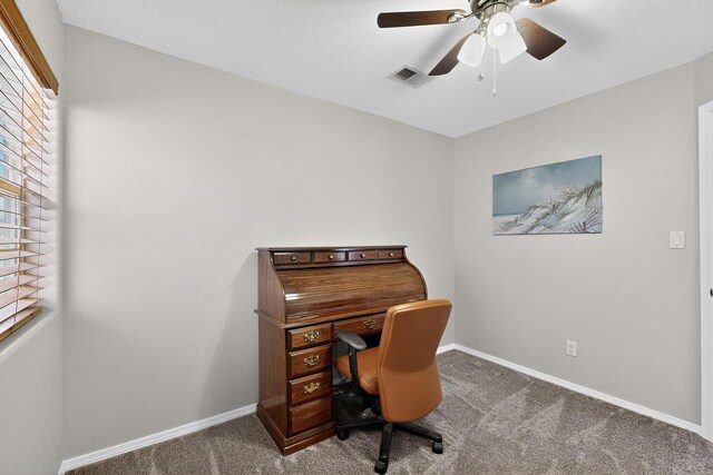 2062 Valley View Dr SW, Los Lunas, NM 87031 - carpeted office featuring baseboards and a ceiling fan