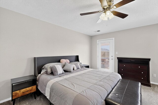 2062 Valley View Dr SW, Los Lunas, NM 87031 - bedroom with carpet, a ceiling fan, and a textured ceiling