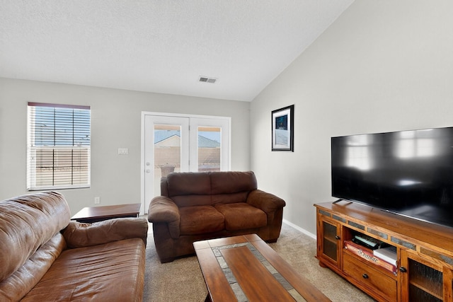 2062 Valley View Dr SW, Los Lunas, NM 87031 - living area with light carpet and vaulted ceiling