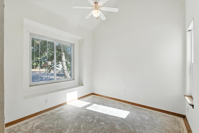 7816 Bursera Dr NW, Albuquerque, NM 87120 - unfurnished room featuring vaulted ceiling and a ceiling fan