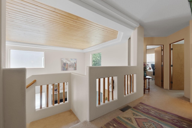 10027 Vista Cantera Ln NW, Albuquerque, NM 87114 - hall featuring carpet flooring and an upstairs landing