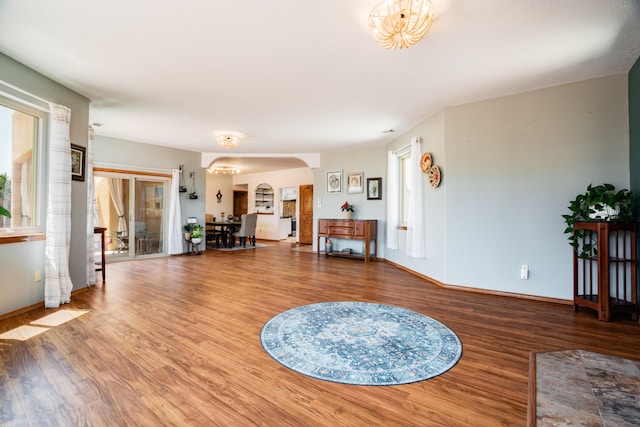 5 Ocotillo Way, Placitas, NM 87043 - foyer featuring wood finished floors and arched walkways