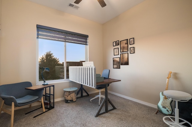 24 Norte Trl, Placitas, NM 87043 - office area with carpet flooring and ceiling fan