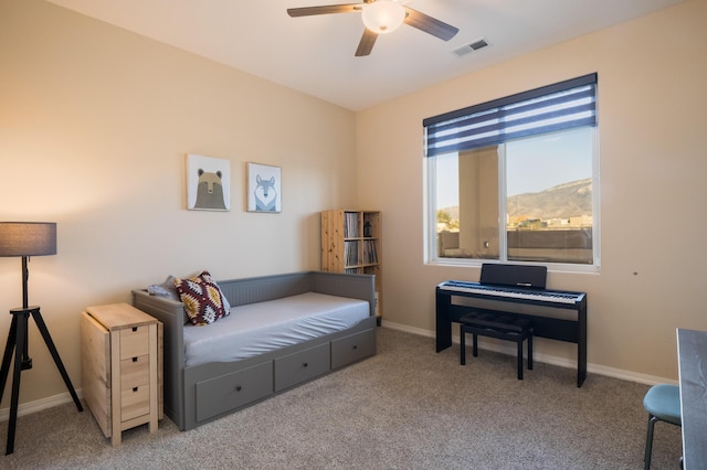 24 Norte Trl, Placitas, NM 87043 - bedroom with carpet flooring and ceiling fan