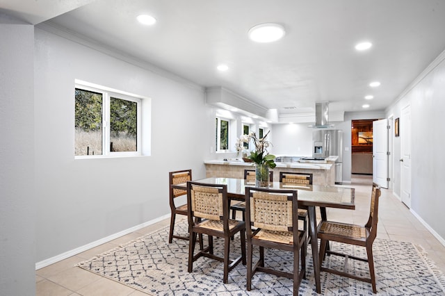 19 Bobcat Hill Rd, Sandia Park, NM 87047 - dining room featuring recessed lighting, crown molding, and light tile patterned floors