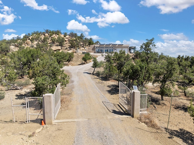 343 Webb Ranch Rd, Pie Town, NM 87827 - view of dirt / gravel driveway featuring a gate
