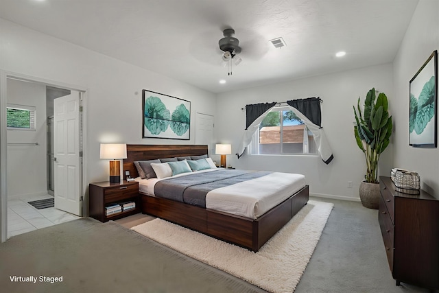 9 Elias Rd, Los Lunas, NM 87031 - bedroom with ceiling fan, recessed lighting, and ensuite bathroom
