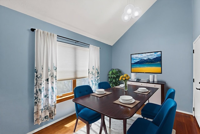 8 Fawn Rd, Cedar Crest, NM 87008 - office area with wood finished floors, a chandelier, and lofted ceiling