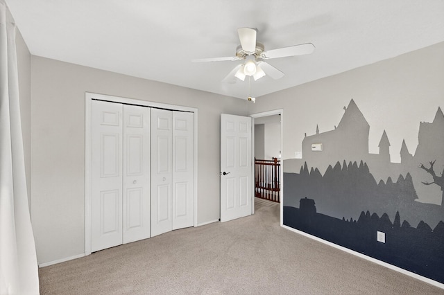 8 Fawn Rd, Cedar Crest, NM 87008 - unfurnished bedroom with carpet flooring, a closet, and a ceiling fan