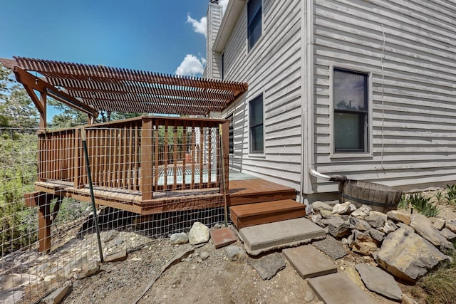 8 Fawn Rd, Cedar Crest, NM 87008 - wooden deck with a pergola