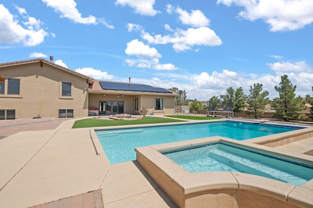2632 Globe Ct NE, Rio Rancho, NM 87124 - swimming pool with an in-ground hot tub, a patio area, and a fenced backyard