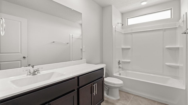 5623 Sagan Loop SE, Albuquerque, NM 87106 - bathroom with a textured ceiling, vanity, shower / bathtub combination, and tile patterned floors