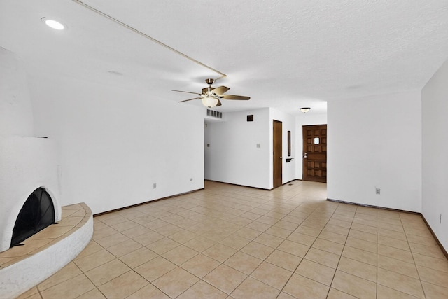 5207 Russell Dr NW, Albuquerque, NM 87114 - unfurnished living room with a ceiling fan, light tile patterned flooring, and recessed lighting