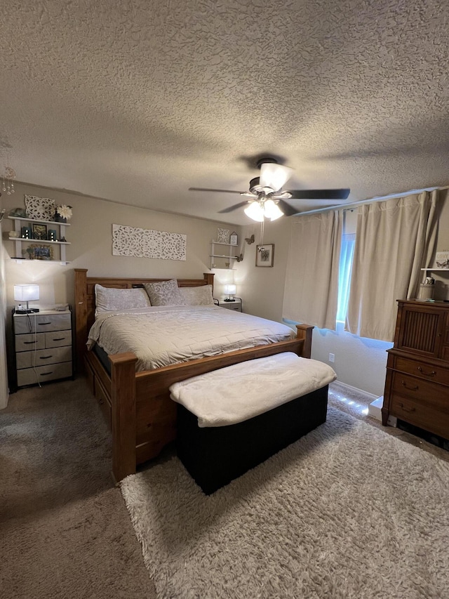 839 Serrano Pointe NW, Albuquerque, NM 87120 - carpeted bedroom featuring a textured ceiling and ceiling fan