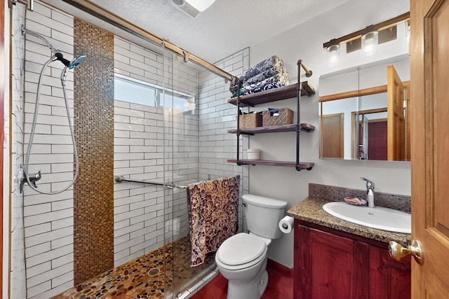 19 Villa Del Monte Loop, Tijeras, NM 87059 - full bath with vanity, a stall shower, and a textured ceiling