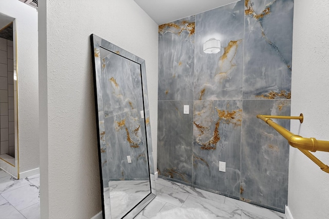1259 8th St NW, Albuquerque, NM 87102 - full bath featuring marble finish floors and walk in shower