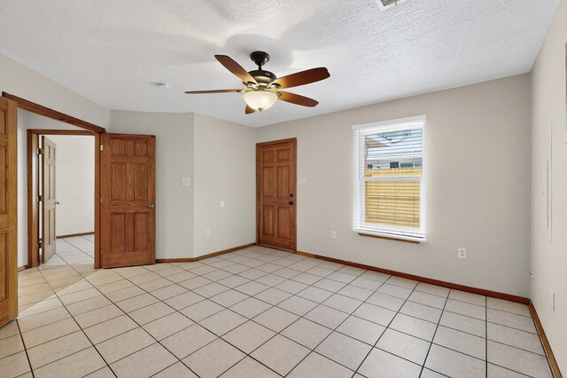 1259 8th St NW, Albuquerque, NM 87102 - unfurnished room with a ceiling fan, a textured ceiling, and light tile patterned floors
