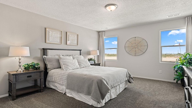 5627 Sagan Loop SE, Albuquerque, NM 87106 - bedroom featuring dark carpet and a textured ceiling