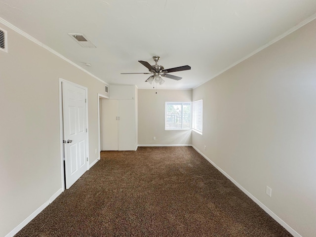 213 Green Valley Rd NW, Los Ranchos, NM 87107 - empty room with ceiling fan, carpet floors, and ornamental molding