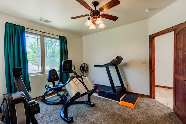 930 Titus Loop, Bosque Farms, NM 87068 - workout room featuring ceiling fan and carpet