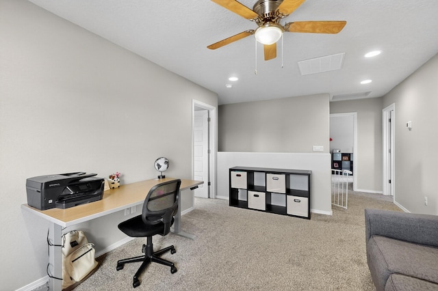4823 Blackburn Rd NE, Rio Rancho, NM 87144 - office area with ceiling fan, recessed lighting, and carpet