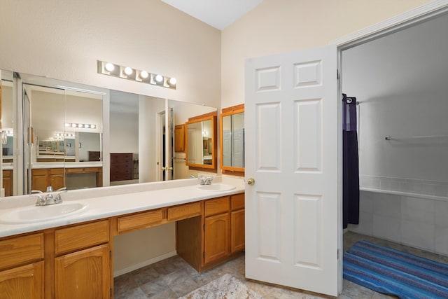 6268 Apache Plume Rd NE, Rio Rancho, NM 87144 - full bath featuring double vanity and lofted ceiling