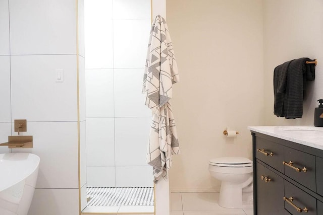 4441 Kellia Ln NE, Albuquerque, NM 87111 - full bath featuring a shower stall, tile patterned flooring, and vanity