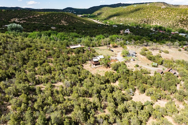 23 Cooper Rd, Cedar Crest, NM 87008 - aerial overview of property's location with a heavily wooded area and a mountain backdrop