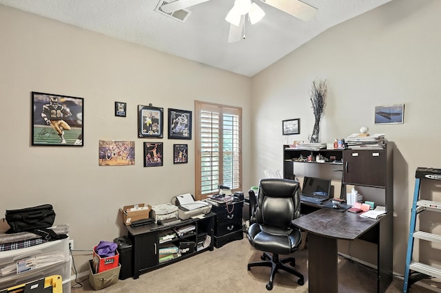 8500 Clarks Fork Rd NW, Albuquerque, NM 87120 - carpeted office with lofted ceiling and a ceiling fan