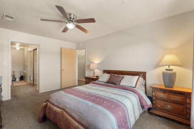 805 Country Club Dr SE Unit G2, Rio Rancho, NM 87124 - bedroom featuring carpet flooring, ceiling fan, and ensuite bath